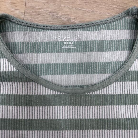 Urban Outfitters Out from Under green stripe ribbed crop short sleeve top - XS/S - Picture 2 of 7